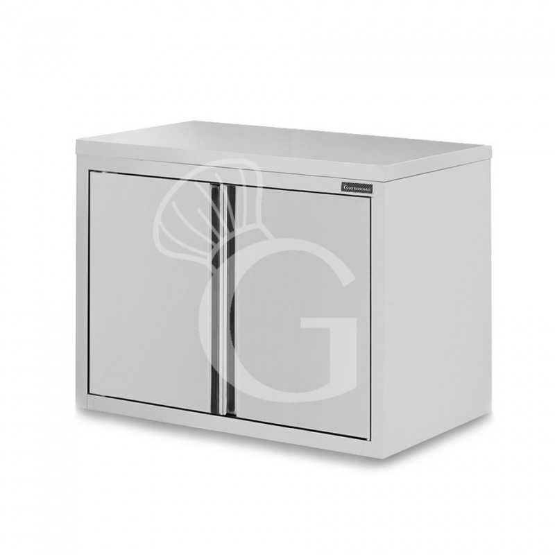 Armario de pared de acero inoxidable con 2 puertas batientes y 1 estante, L 800 mm x P 400 mm x A 800 mm