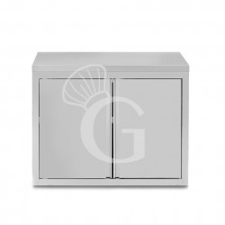 Armario de pared de acero inoxidable con 2 puertas batientes y 1 estante, L 800 mm x P 400 mm x A 800 mm