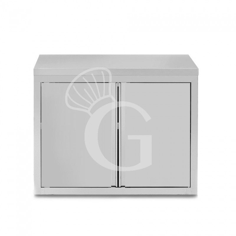 Armario de pared de acero inoxidable con 2 puertas batientes y 1 estante, L 800 mm x P 400 mm x A 800 mm