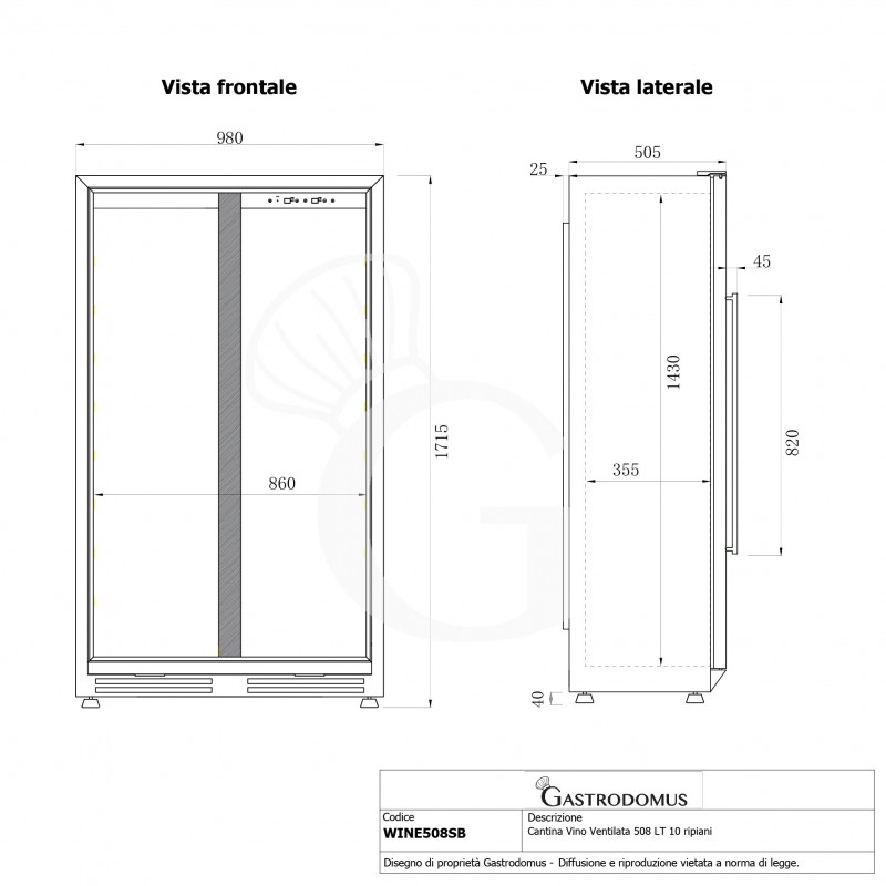 Vinoteca ventilada 508 LT 7 estantes 76 botellas +5°C/+22°C