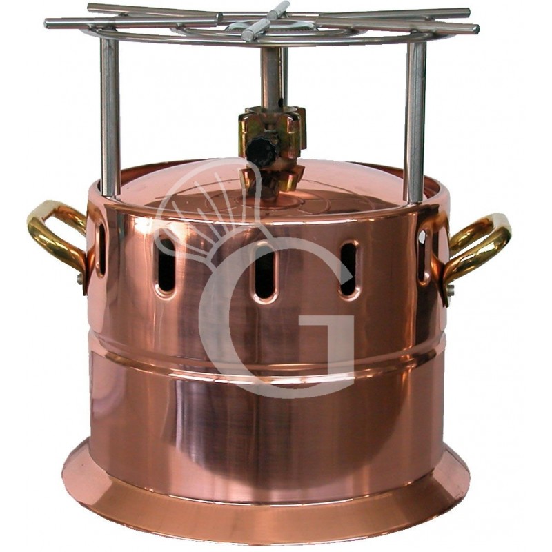 Hornillo para flambear de cobre a gas con parrilla de acero inoxidable diámetro 260 mm x A 295 mm