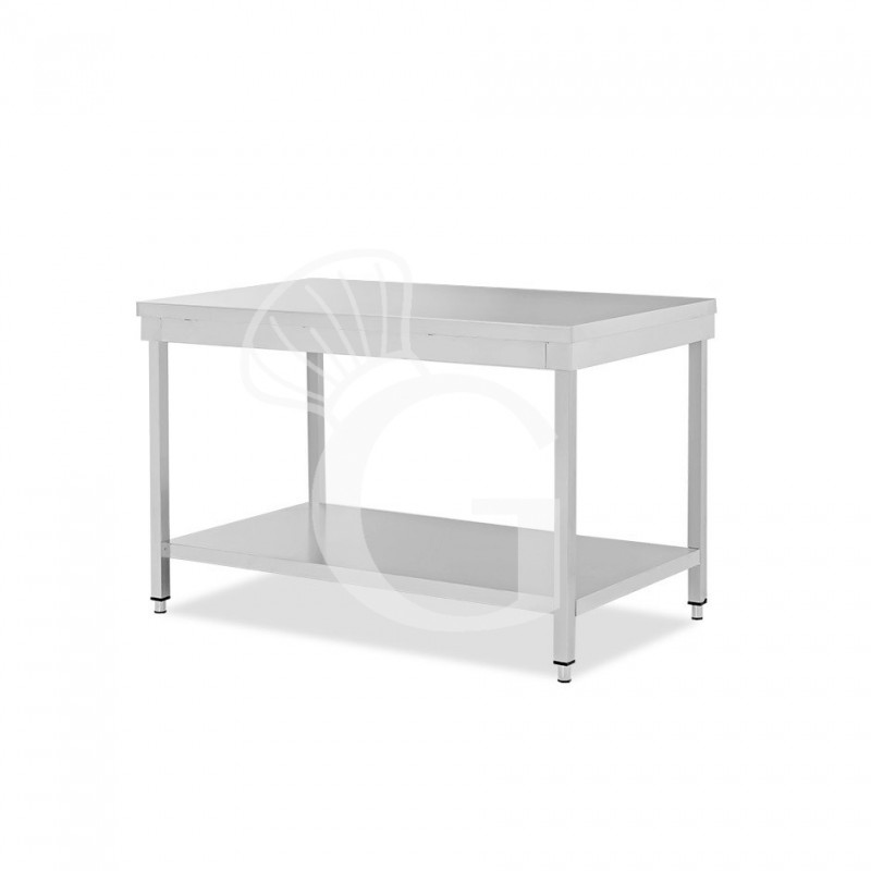 Mesa de trabajo de acero inoxidable con estante inferior, L 1400 mm x P 800 mm x A 850 mm