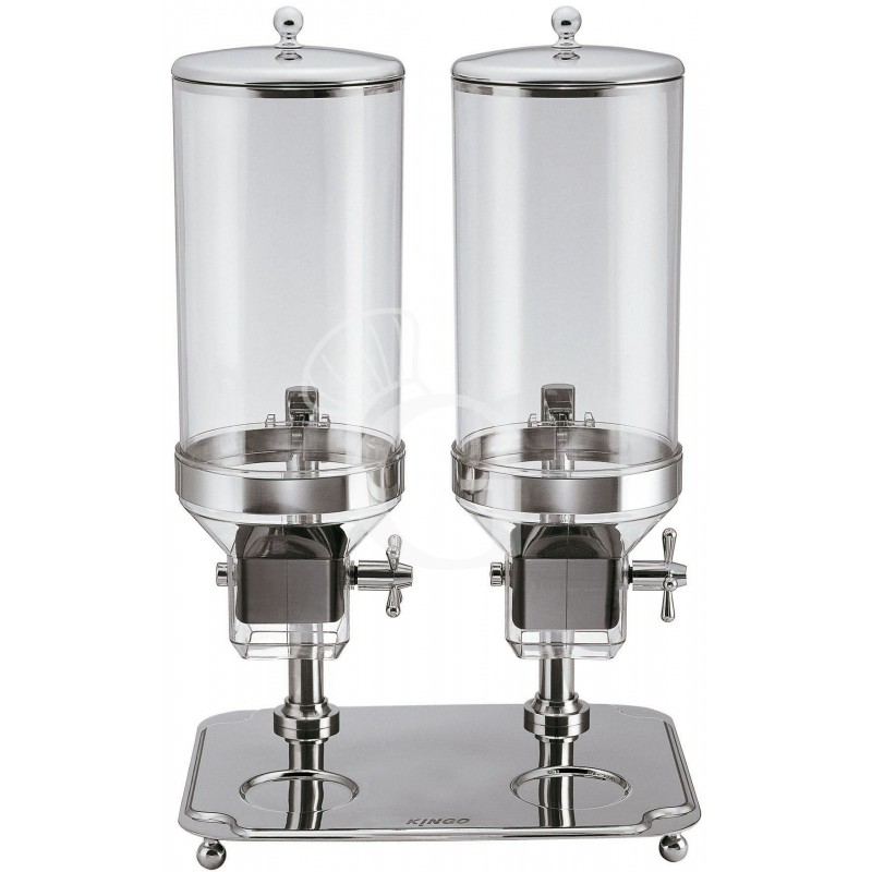 Dispensador de cereales de acero inoxidable con contenedores de policarbonato 8 LT + 8 LT