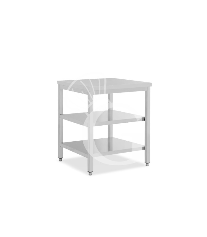 Tavolo acciaio inox 2 ripiani L 700 mm x P 800 mm x H 850 mm