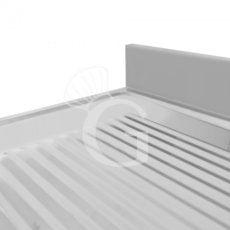 Fregadero con mueble inox con 2 puertas correderas, 1 cubeta, escurridor a la izquierda y peto L 1600 mm x P 700 mm x A 950 mm