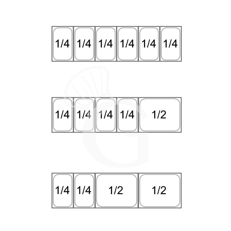 Vitrina Refrigerada horizontal para pizzería con motor a la izquierda, 1400 mm de longitud, Capacidad 6 cubetas GN1/4