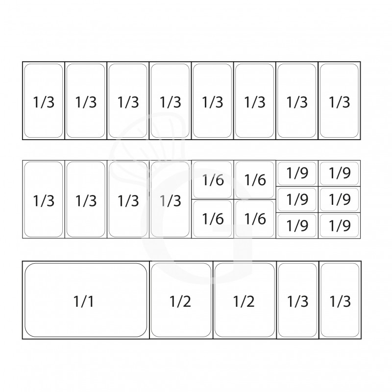 Vitrina Refrigerada horizontal para ingredientes, motor a la izquierda, L 1800 mm, Capacidad 8 Cubetas GN1/3