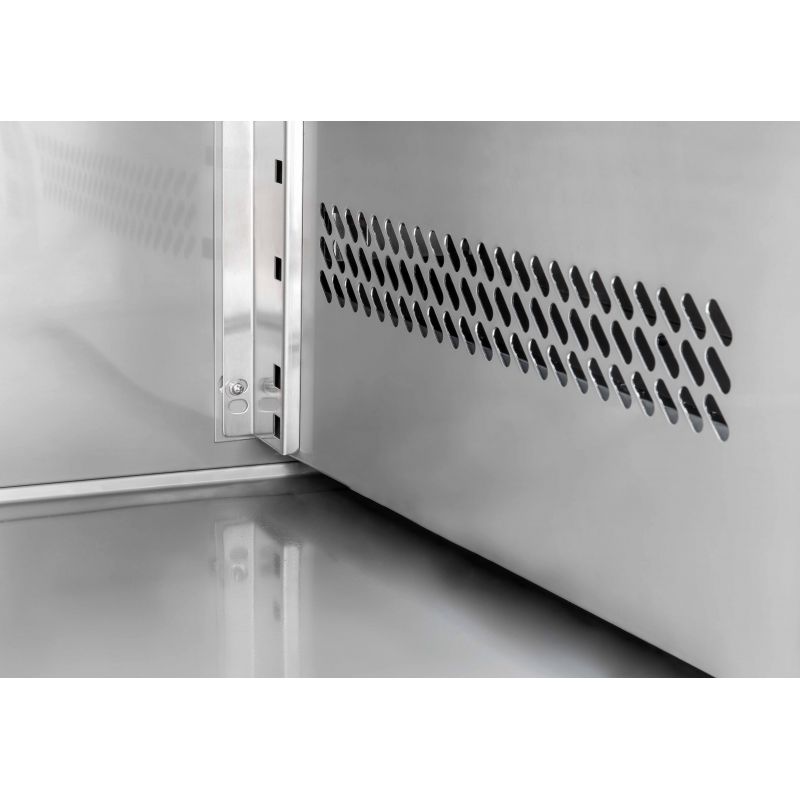 Mesa refrigerada con 1 puerta, 2 cajones de 1/2 a la izquierda, profundidad 700 mm, temperatura -2°C/+8°C