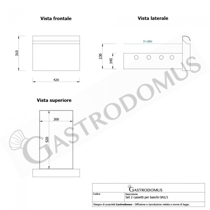 Mesa refrigerada 4 cajones 700 mm -2°C/+8°C