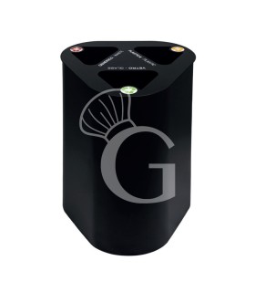 Papelera de metal pintado en negro para recogida selectiva 3 compartimentos de 25 L