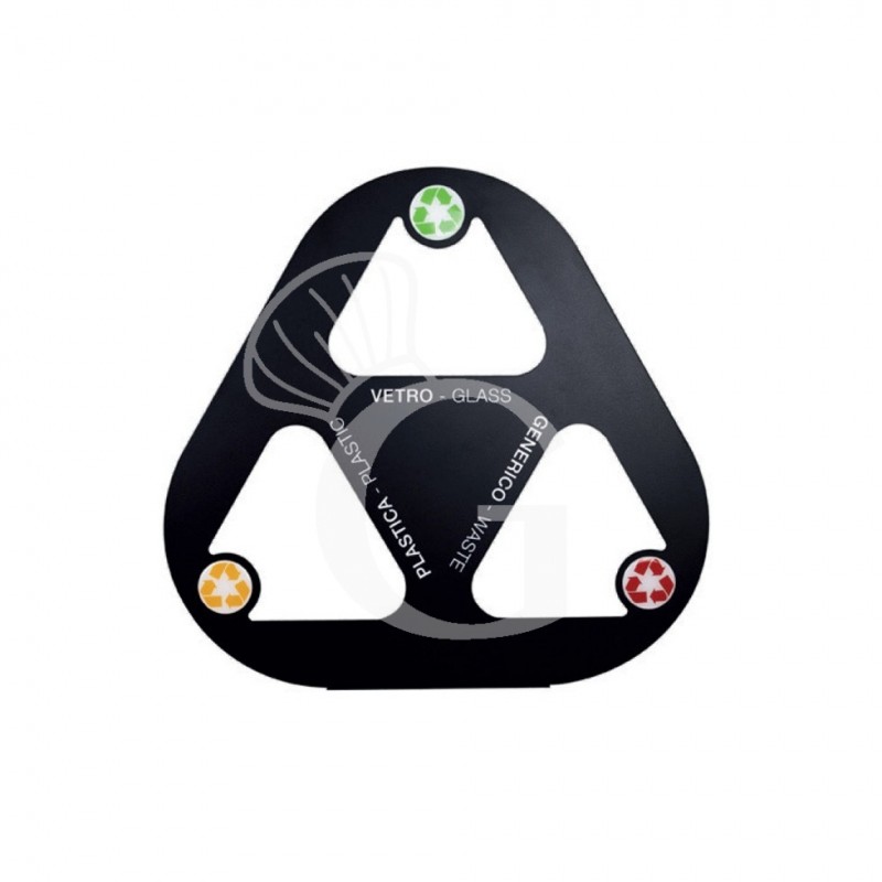 Papelera de metal pintado en negro para recogida selectiva 3 compartimentos de 25 L