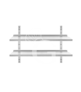 Estanteria de pared, 2 baldas acero inoxidable, L 1200 mm x P 300 mm x H 700 mm
