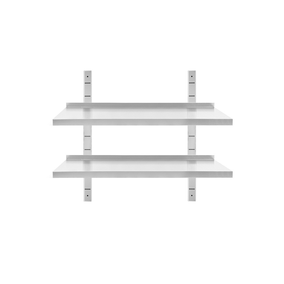 Estante de pared doble de acero inoxidable L 600 mm x P 400 mm x A 700 mm