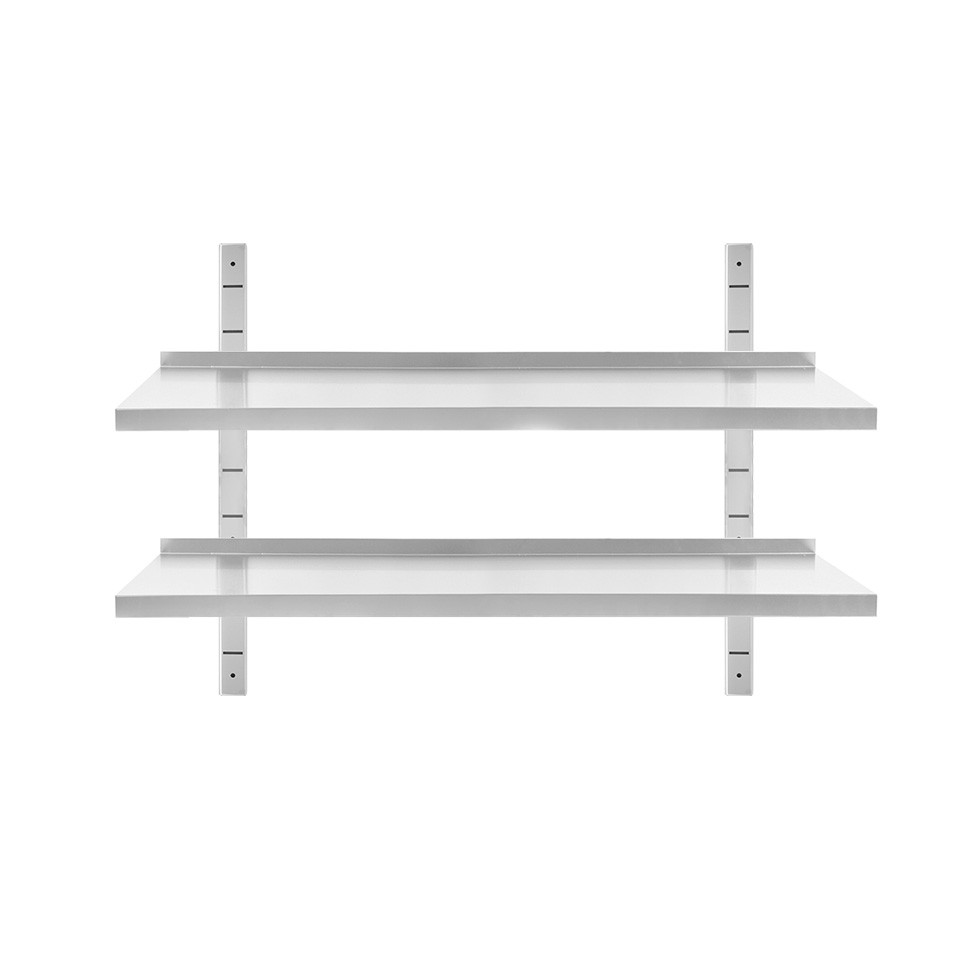 Estante de pared doble de acero inoxidable L 1200 mm x P 400 mm x A 700 mm