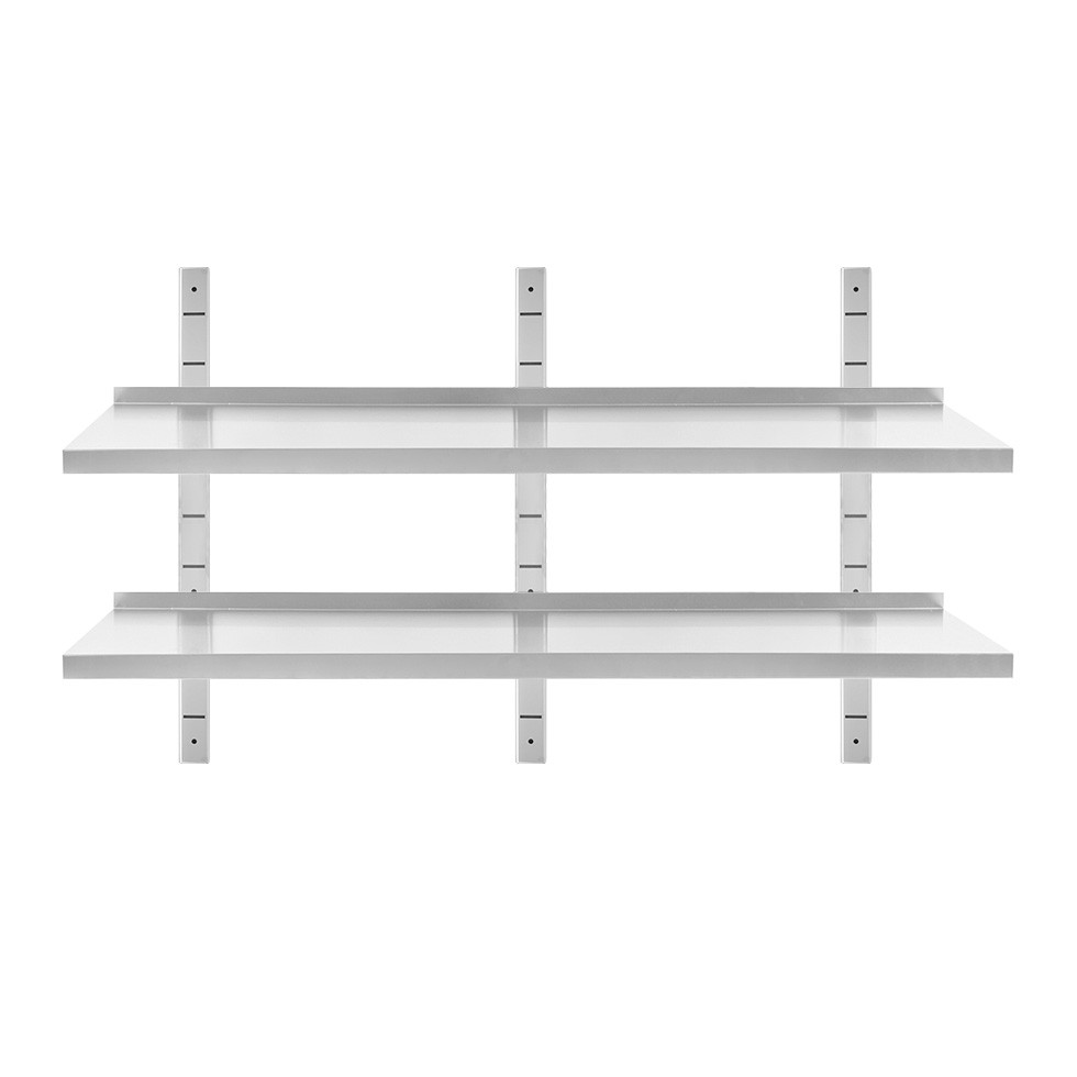 Estante de pared doble de acero inoxidable L 1500 mm x P 400 mm x A 700 mm