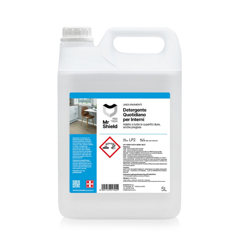 Detergente diario para interiores, apto para todas las superficies duras, 2 bidones de 5 L