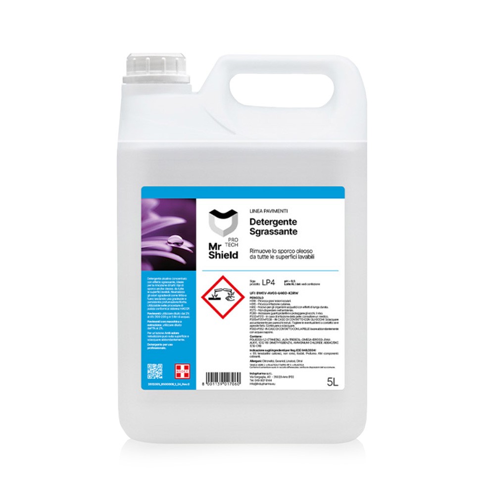 Detergente desengrasante neutralizador de olores, apto para todas las superficies lavables, 2 bidones de 5 L