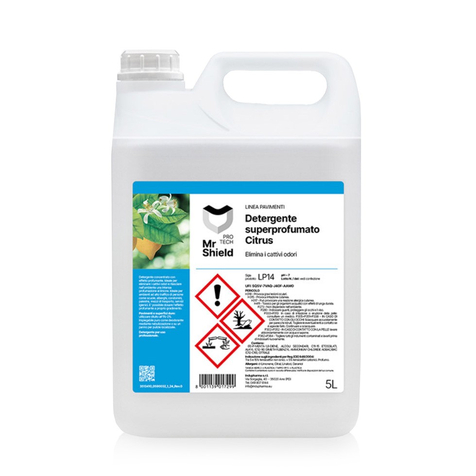 Detergente para suelos súper perfumado citrus – elimina malos olores, 2 bidones de 5 L