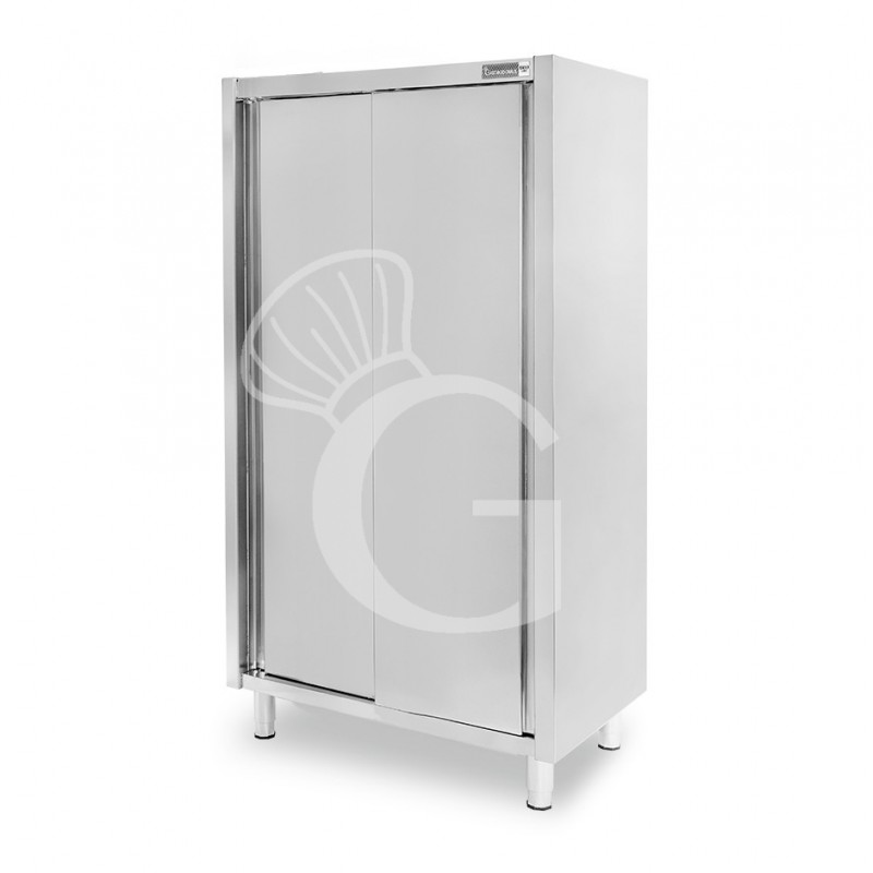 Armario de acero inoxidable con puertas correderas, 3 estantes, L 1000 x P 600 x H 1800 mm