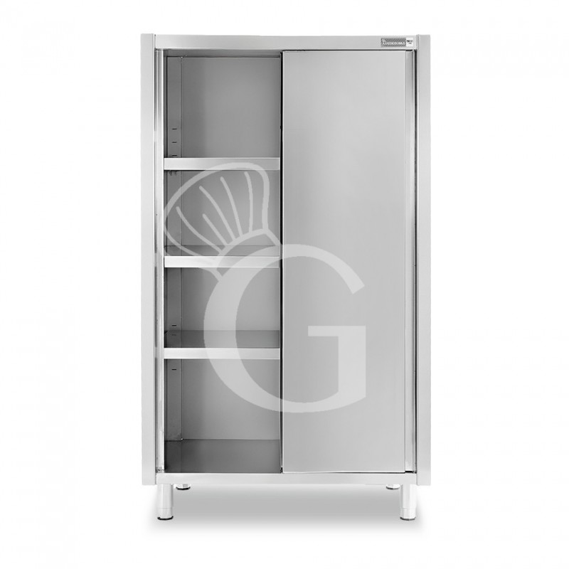 Armario de acero inoxidable con puertas correderas, 3 estantes, L 1000 x P 600 x H 1800 mm