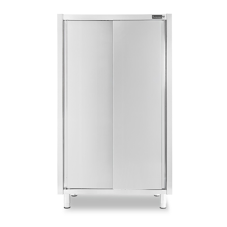 Armario de acero inoxidable con puertas correderas, 3 estantes, L 1200 x P 600 x H 1800 mm