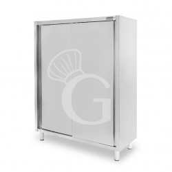 Armario de acero inoxidable con 2 puertas correderas, 3 estantes, L 1400 x P 700 x H 1800 mm.