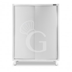 Armario de acero inoxidable con 2 puertas correderas, 3 estantes, L 1500 x P 700 x H 1800 mm.