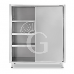 Armario de Acero Inoxidable con 2 Puertas Correderas, 3 Estantes, L 1600 x P 500 x H 1800 mm