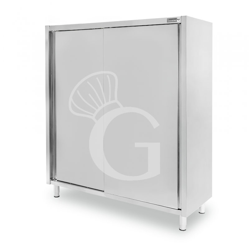 Armario de Acero Inoxidable con 2 Puertas Correderas, 3 Estantes, L 1600 x P 500 x H 1800 mm