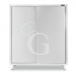 Armario de acero inoxidable con 2 puertas correderas, 3 estantes, L 1600 x P 600 x H 1800 mm