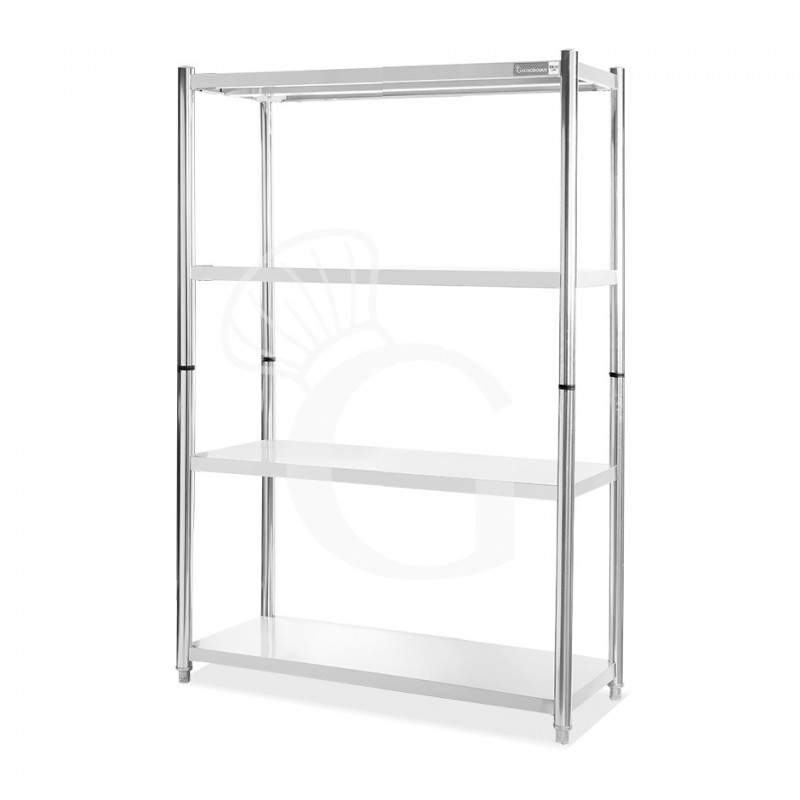 Estantería de acero inoxidable con 4 estantes L 1400 x P 500 x H 1800 mm