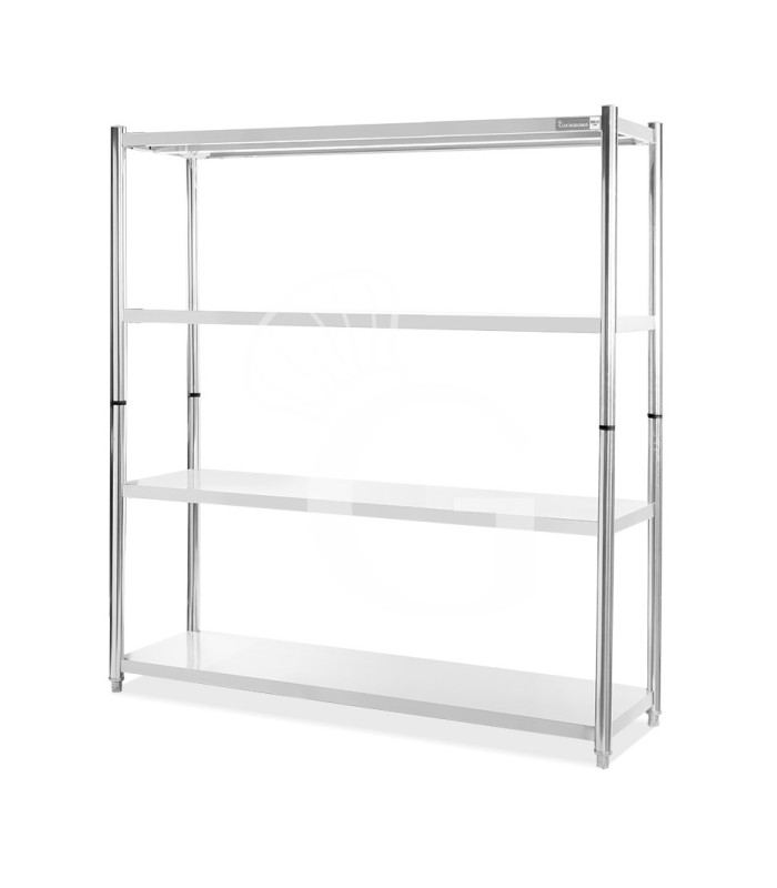 Estantería de acero inoxidable con 4 estantes L 1800 x P 400 x H 1800 mm