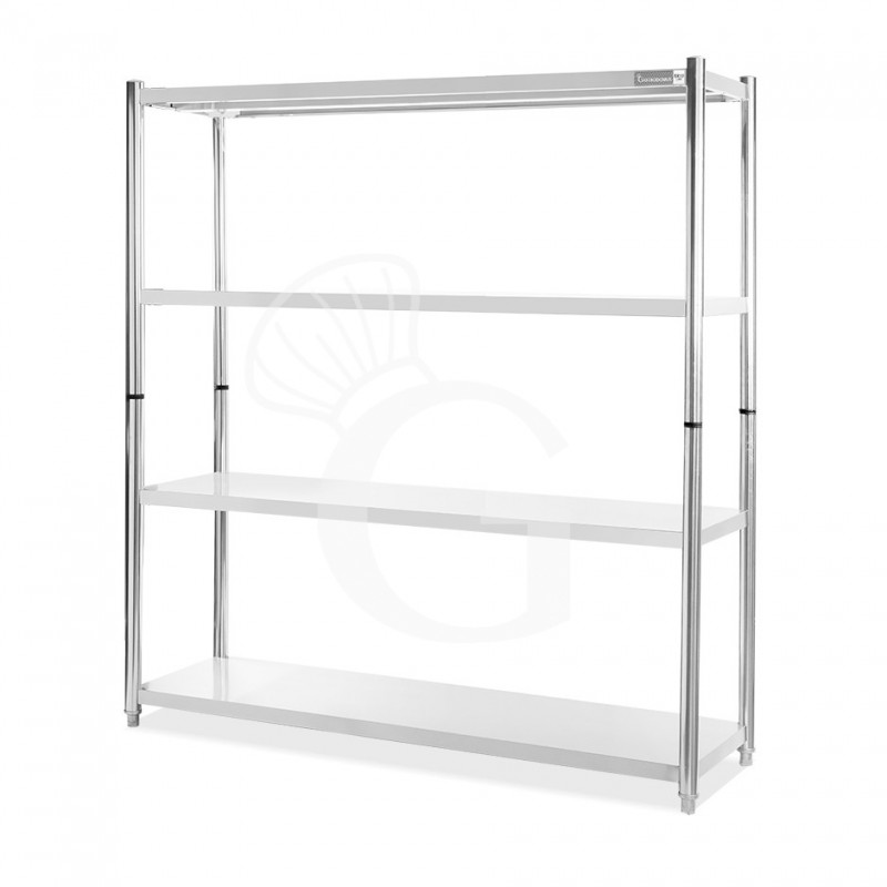Estantería de acero inoxidable con 4 estantes L 2000 x P 400 x H 1800 mm