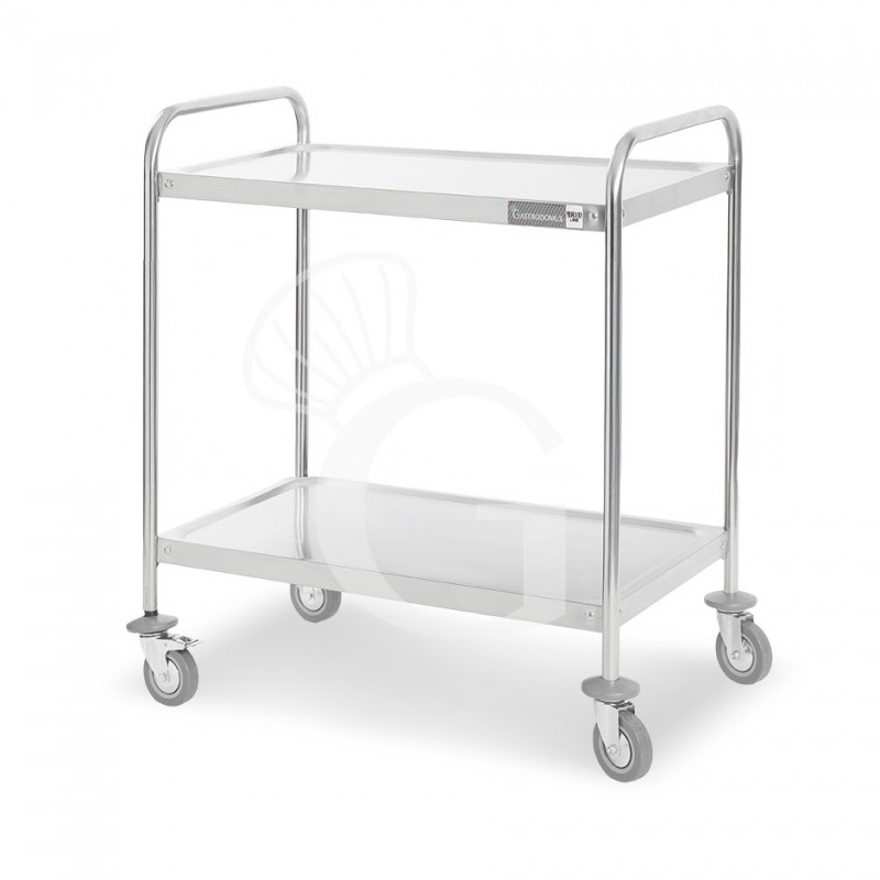 carro de servicio en acero inoxidable con 2 estantes l 900 x p 620 x h 940 mm