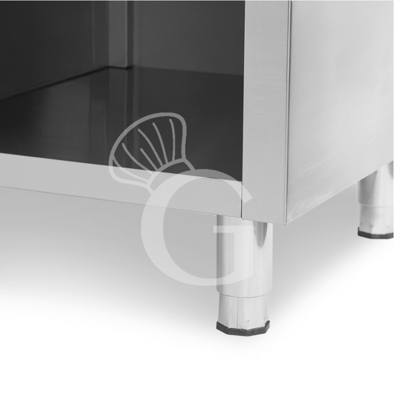 Contrabarra bar para máquina de café con cajones, tolva y encimera de acero inoxidable con peto – L 1500 x P 600 x H 1150 mm