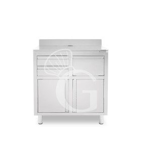Mueble bar cafetera con cajones, tolva recogeposos y encimera inox con peto – 1000 × 600 × 1150 mm