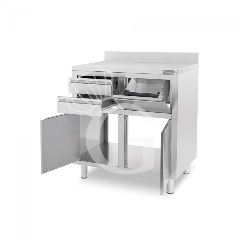 copy of Banco bar per macchina caffè con top in acciaio inox - L 1000 mm x P 550 mm x H 1140 mm