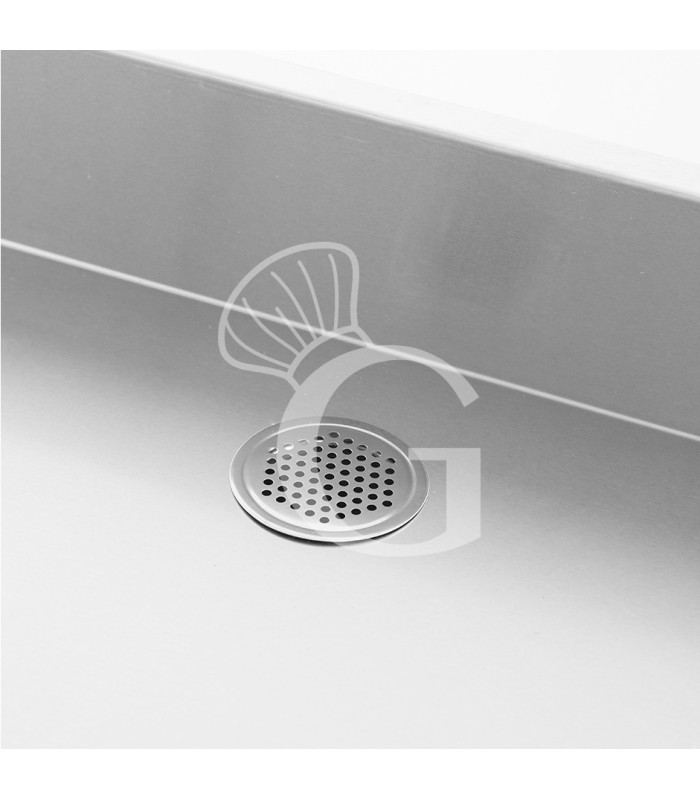 Contrabarra para máquina de café con cajones, tolva y encimera de acero inoxidable con peto trasero - L 1000 x P 600 x H 1150 mm