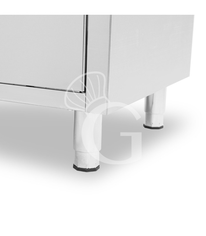 Contrabarra para máquina de café con cajones, tolva y encimera de acero inoxidable con peto trasero - L 1000 x P 600 x H 1150 mm