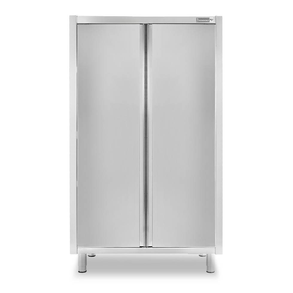 Armario de acero inoxidable con 2 puertas batientes, 3 estantes, L 1000 x P 500 x H 1800 mm