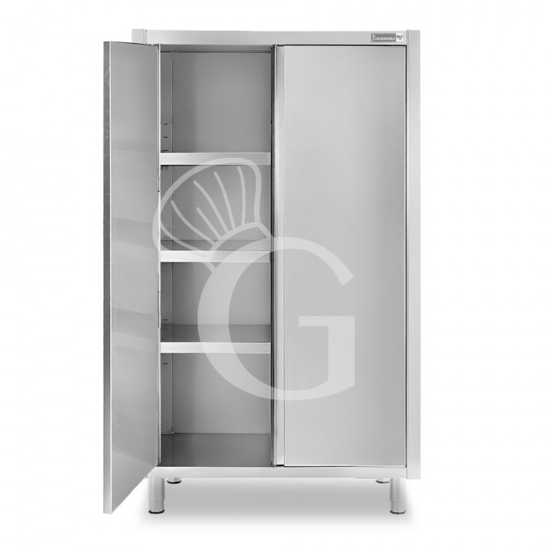 Armario de acero inoxidable con 2 puertas batientes, 3 estantes, L 1000 x P 600 x H 1800 mm