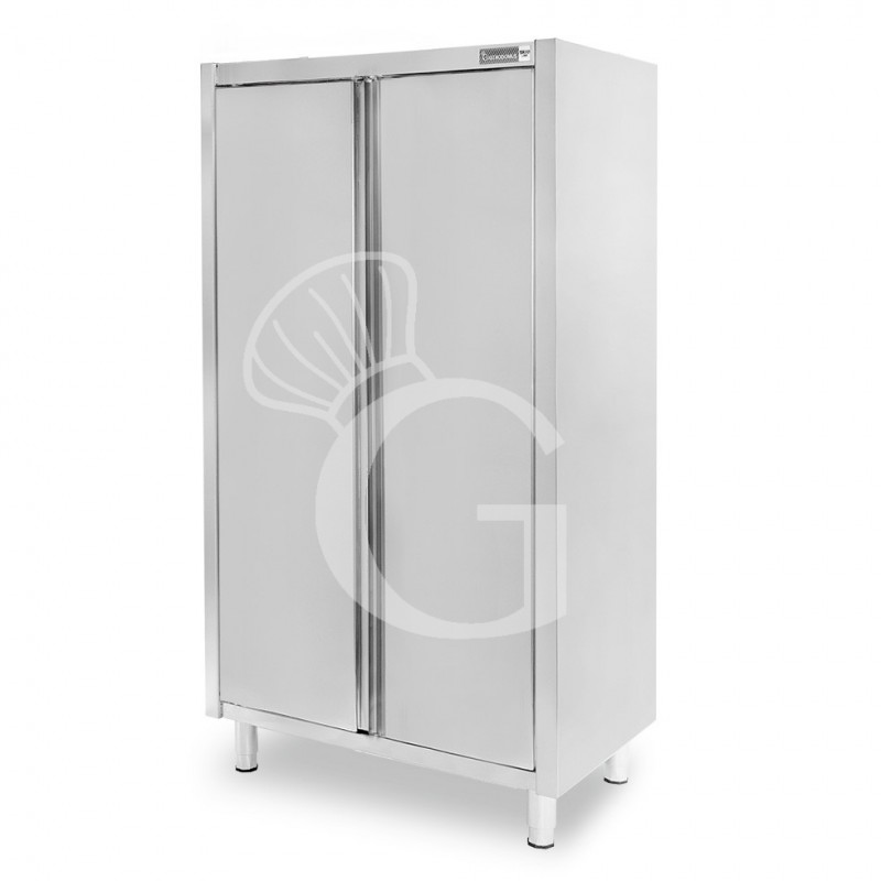 Armario de acero inoxidable con 2 puertas batientes, 3 estantes, L 1000 x P 600 x H 1800 mm