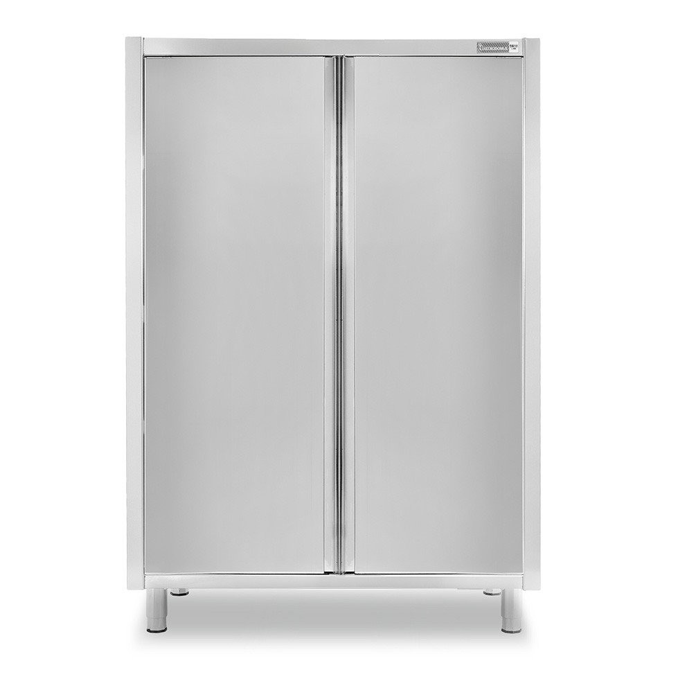 Armario de acero inoxidable con 2 puertas batientes, 3 estantes, L 1200 x P 600 x H 1800 mm
