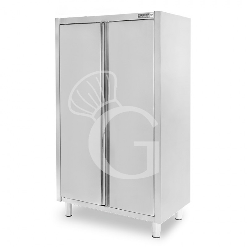 Armario de acero inoxidable con 2 puertas batientes, 3 estantes, L 1200 x P 600 x H 1800 mm
