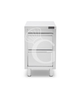 Cajonera de acero inoxidable 2 cajones – L500 × P700 × H855 mm