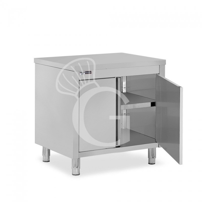Mesa mural de acero inoxidable 2 puertas batientes L 800 mm x P 700 mm x A 850 mm