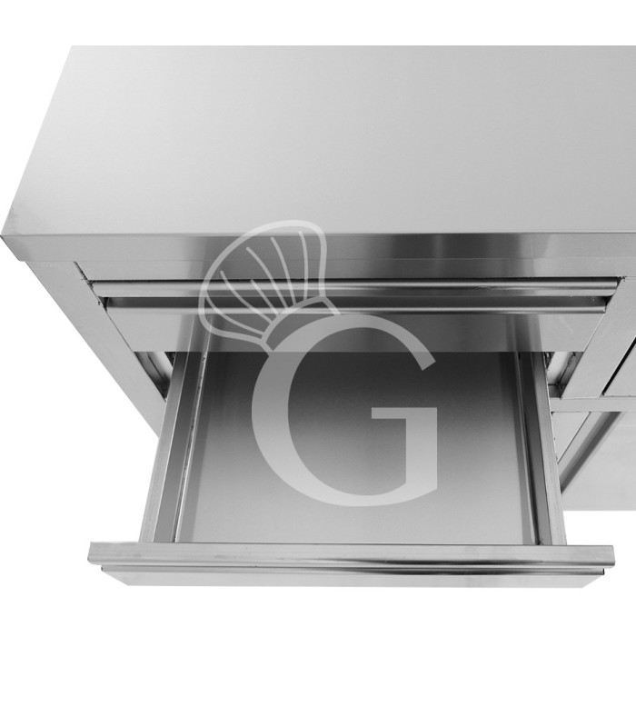 Mueble bar para cafetera con cajones, tolva recogeposos y encimera inox con peto – 1245 × 600 × 1150 mm