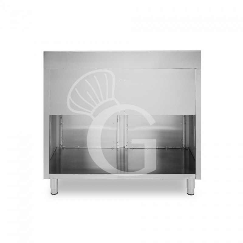Contrabarra bar para máquina de café con cajones, tolva y encimera de acero inoxidable con peto – L 1245 x P 600 x H 1150 mm