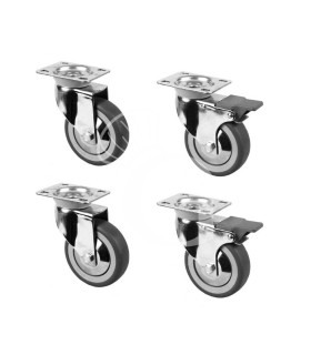 Kit de 4 ruedas para mesas armario, 2 con freno - diámetro 100 mm