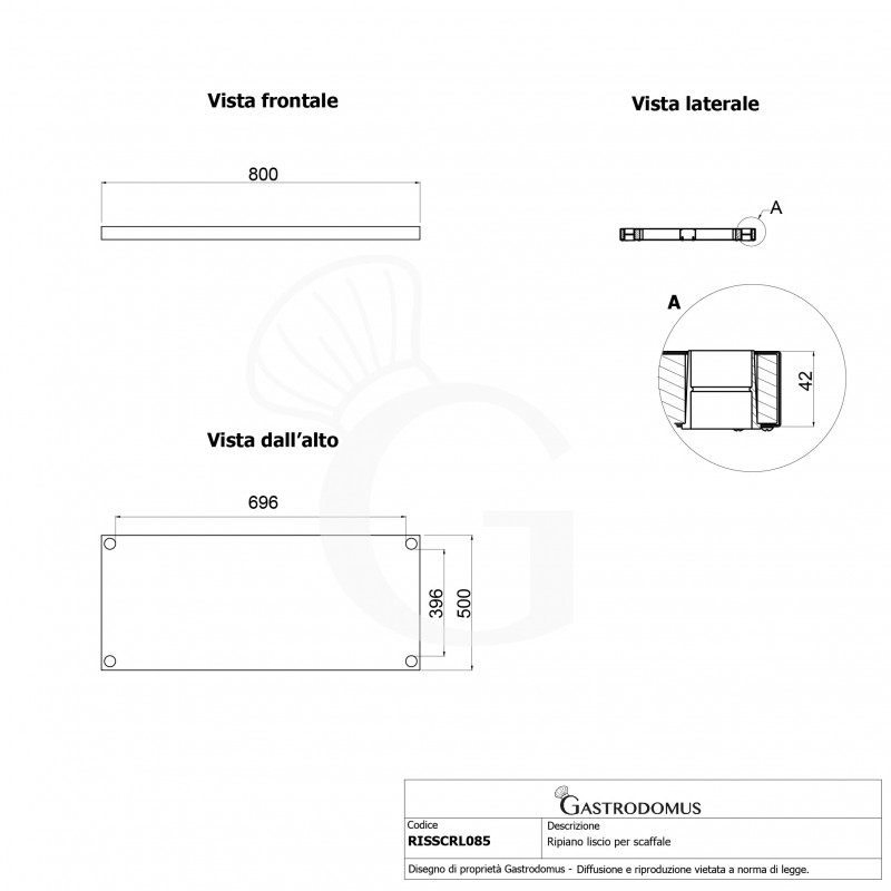 Estante liso para estantería L 800x P 500x A 40 mm